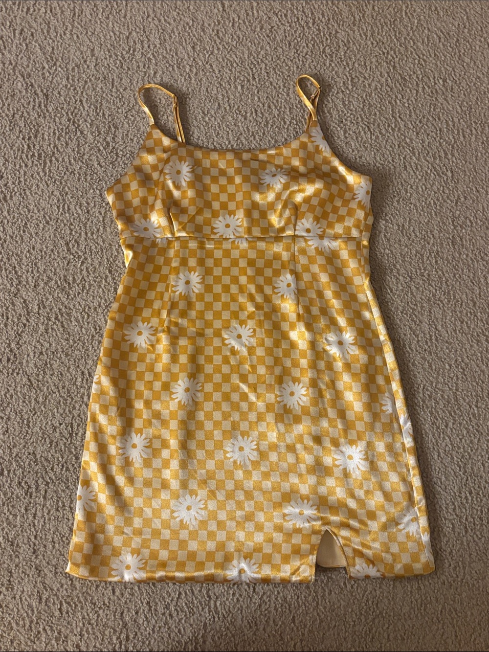Wild Fable Yellow and White Daisy Check Midi Dress